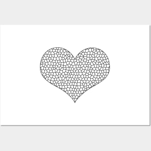 Heart - love - geometric pattern  - black and white. Posters and Art